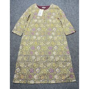 Fabindia Kurta Dress Womens Large Yellow Floral Cotton Knee Length New Bohemian